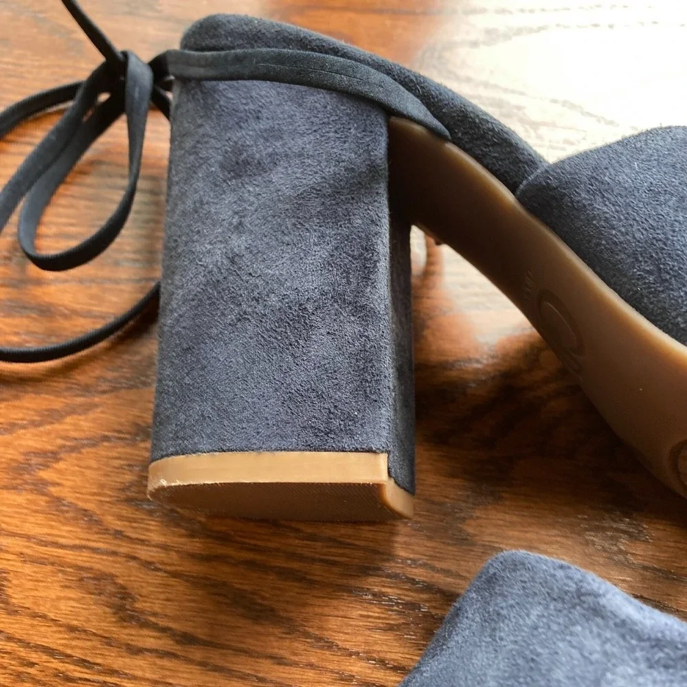 Gianni Bini Kat Kall Gladiator Block Heel Navy Suede Leather Strappy Womens 7